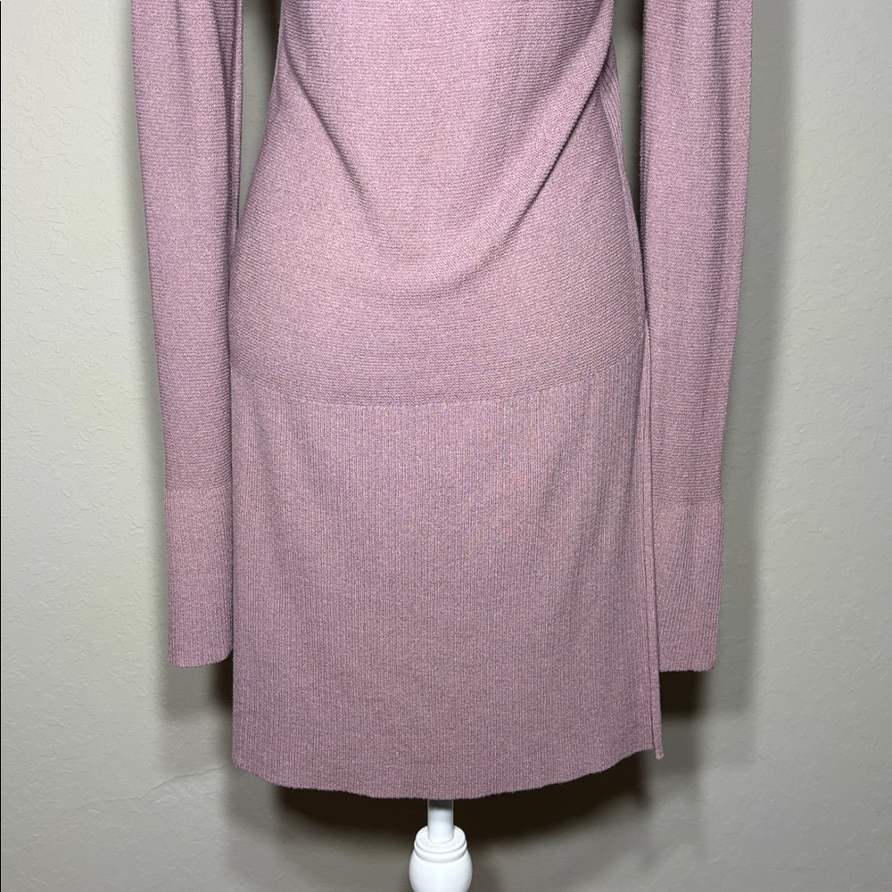 Free People  dust Pink Long Sleeve tunic Sweater W/  Crisscross Neckline. SizeM - Picture 7 of 11